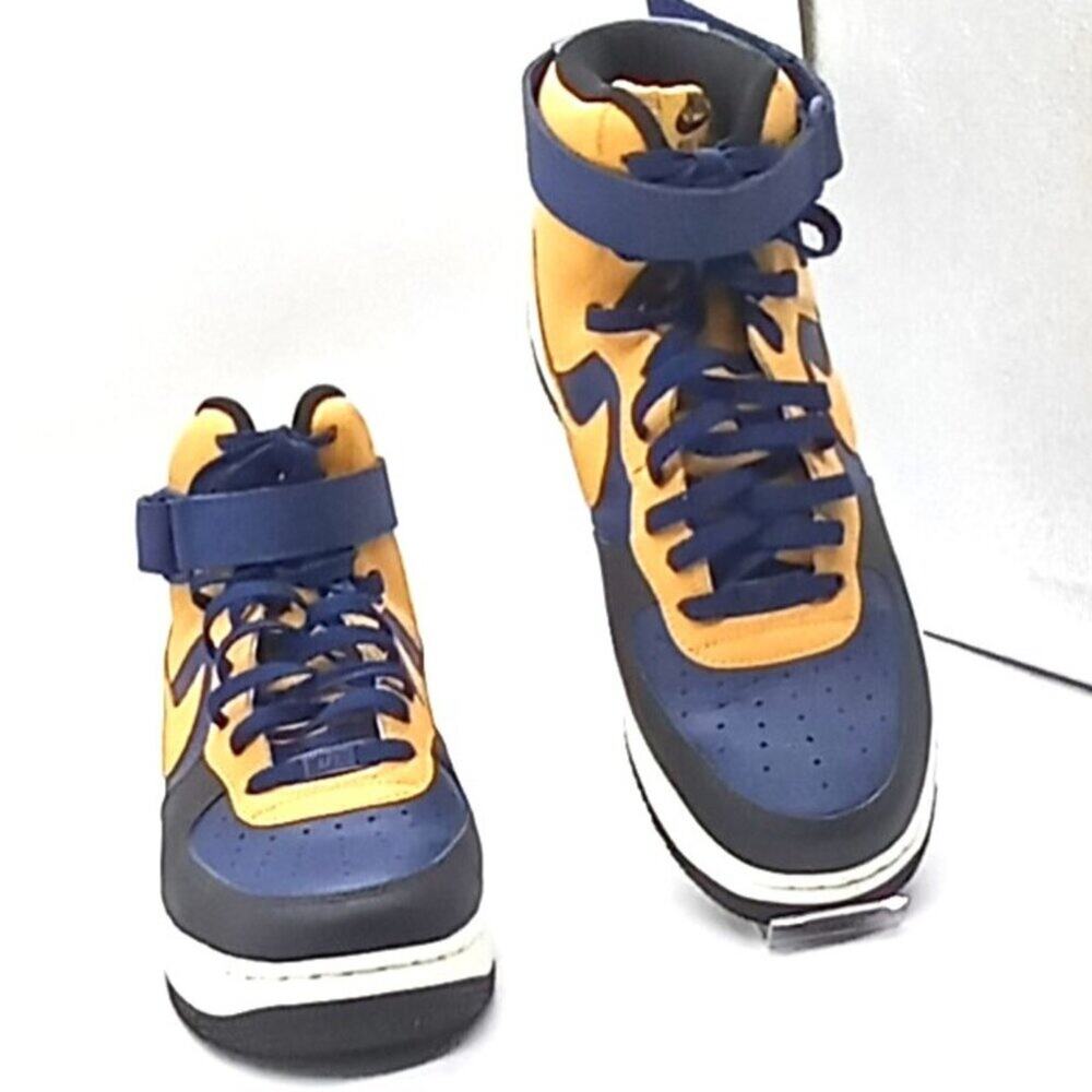Nike Air Force 1 High Top Athletic Shoes Men 11.5 Yellow / Black Lace & Loop EUC - Picture 4 of 12